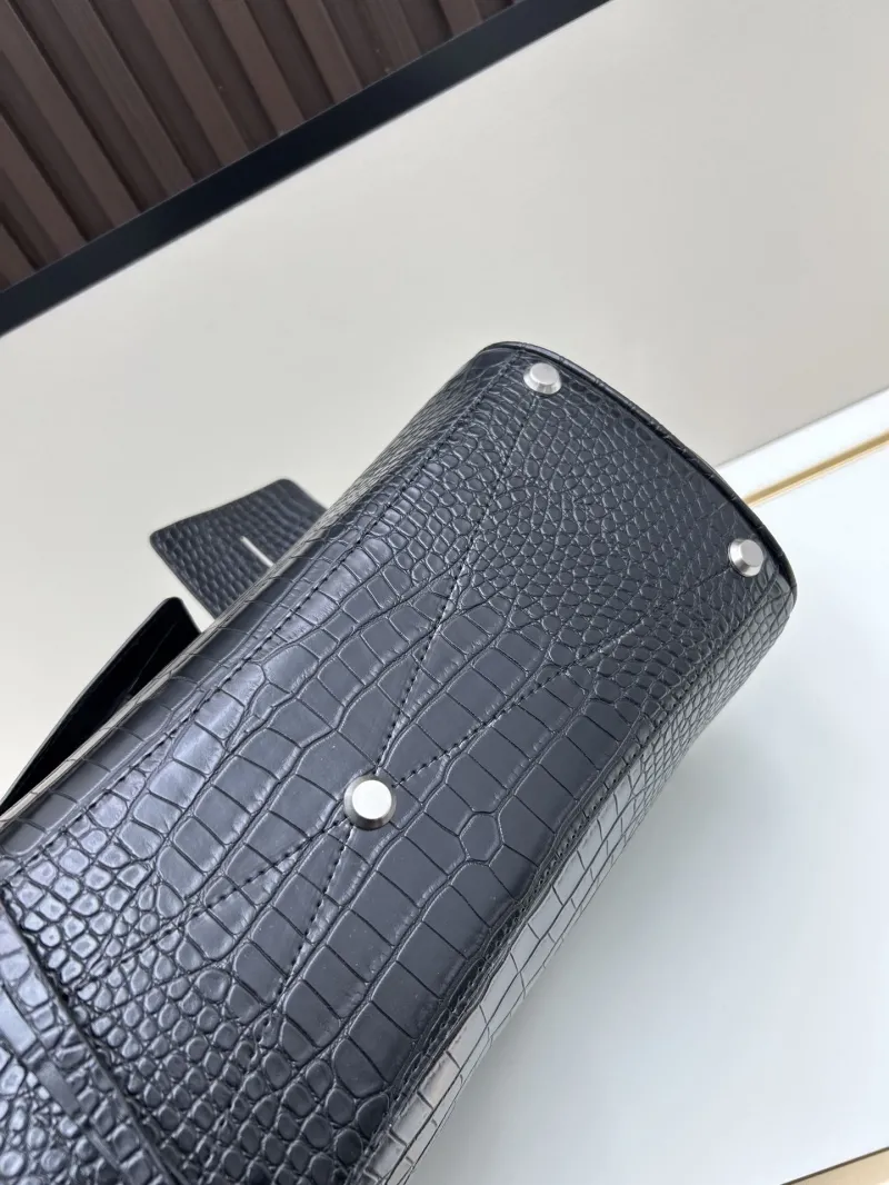 Balenciaga Black Crocodile Embossed Top Handle Bag 8050 - Image 6