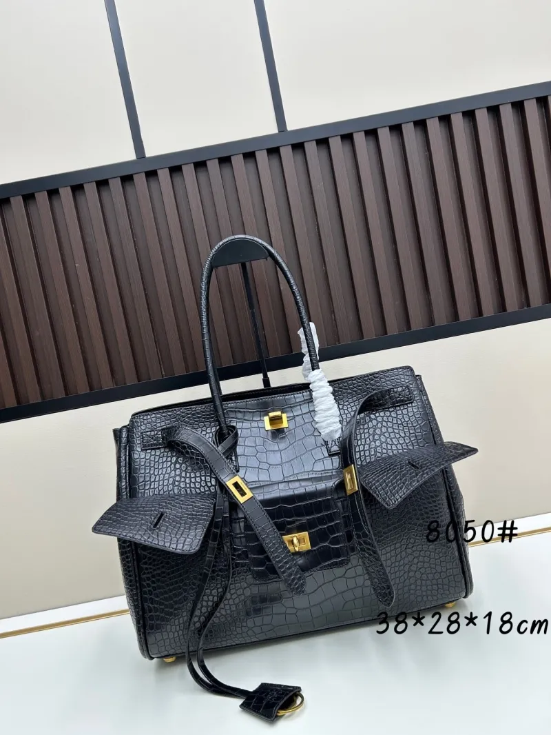 Alternative view of Balenciaga Black Crocodile Top Handle Bag 8050