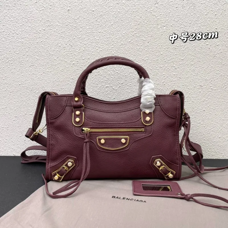 Balenciaga Medium 28cm Burgundy Top Handle Crossbody Bag