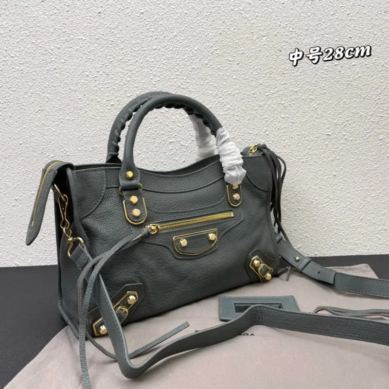 Balenciaga Medium Gray Top Handle Leather Bag 28cm - Image 3