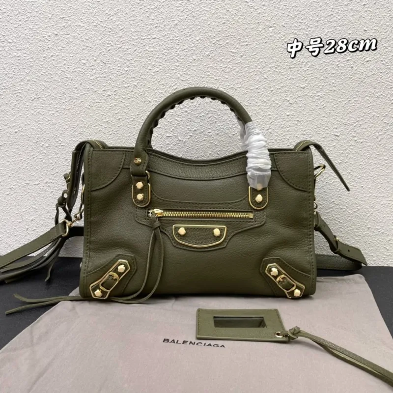 Balenciaga Medium 28cm Olive Green Top Handle Bag