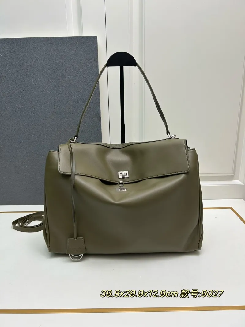 Balenciaga Olive Green Leather Top Handle Bag 9027