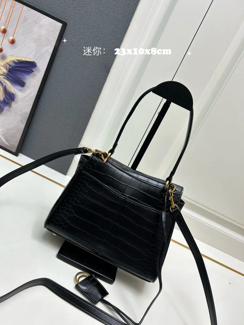 Alternative view of Balenciaga Black Mini Crocodile Top Handle Bag