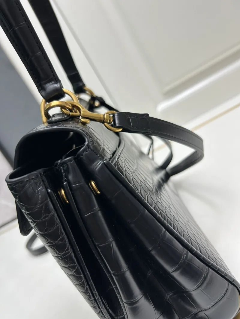 Balenciaga Black Mini Crocodile Top Handle Bag - Image 5