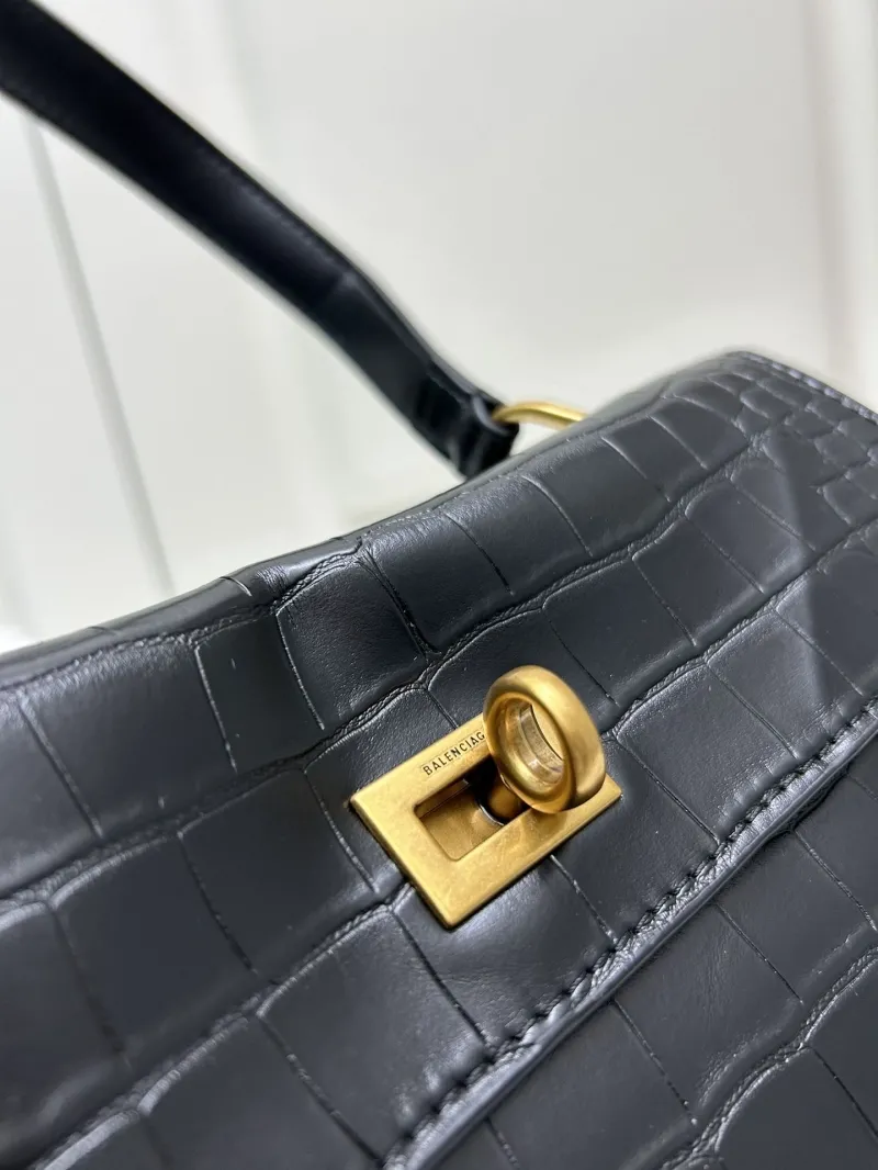 Balenciaga Black Mini Crocodile Top Handle Bag - Image 6