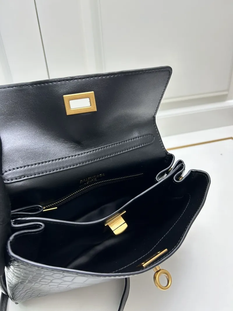 Balenciaga Black Mini Crocodile Top Handle Bag - Image 8