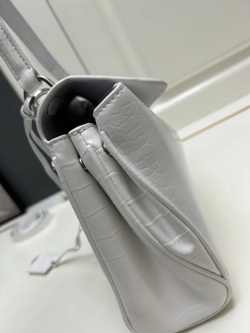 Balenciaga Small White Croc Embossed Top Handle Bag - Image 5