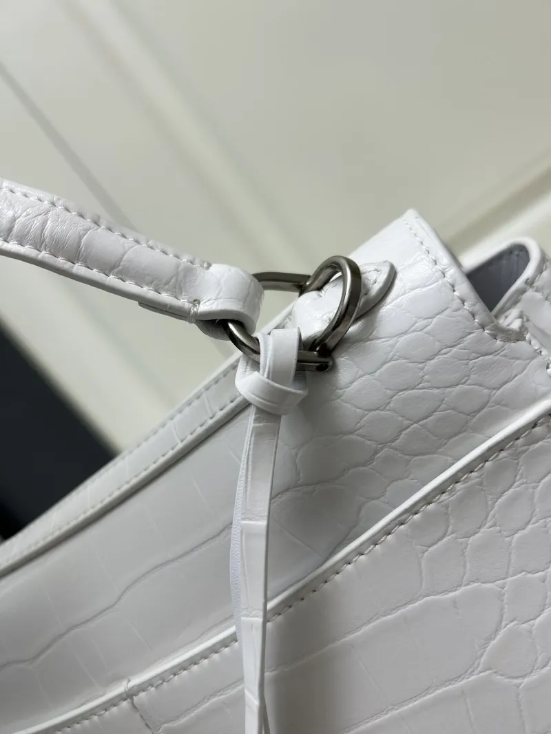 Balenciaga Small White Croc Embossed Top Handle Bag - Image 7