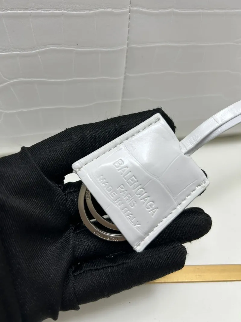 Balenciaga Small White Croc Embossed Top Handle Bag - Image 9