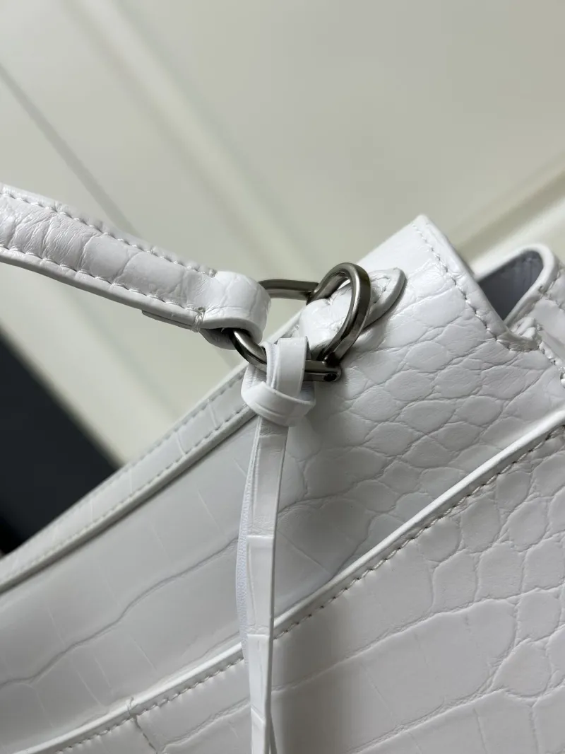 Balenciaga Large White Croc Embossed Top Handle Bag - Image 5