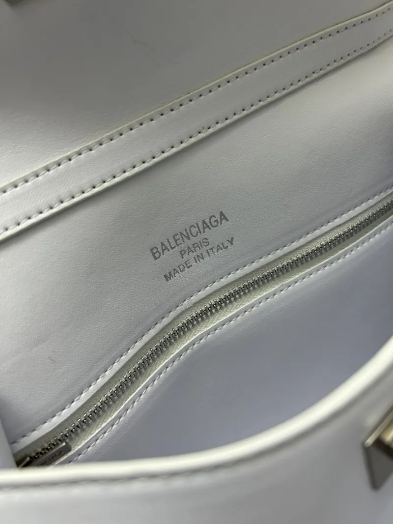 Balenciaga Large White Croc Embossed Top Handle Bag - Image 9