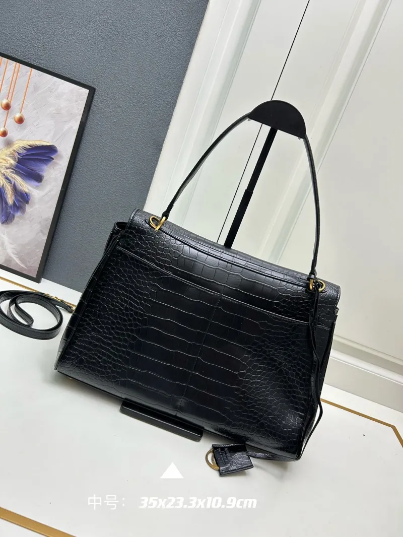 Alternative view of Balenciaga Black Medium Crocodile Embossed Top Handle Bag