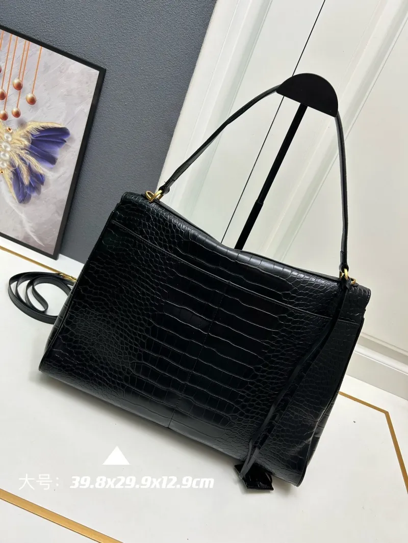 Balenciaga Large Black Crocodile Top Handle Bag 326 - Image 3