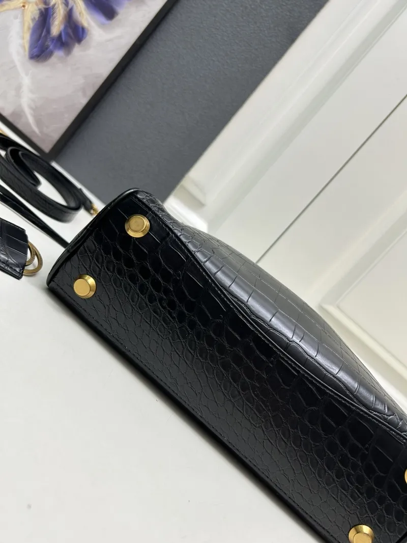 Balenciaga Large Black Crocodile Top Handle Bag 326 - Image 9