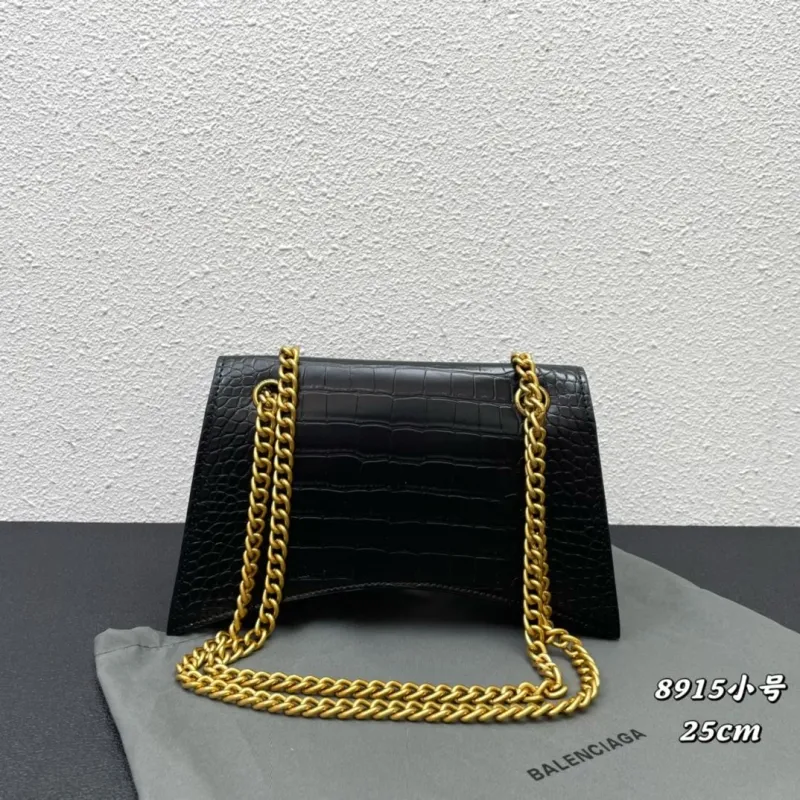 Alternative view of Balenciaga Black Crocodile Embossed Small Chain Shoulder Bag 25cm