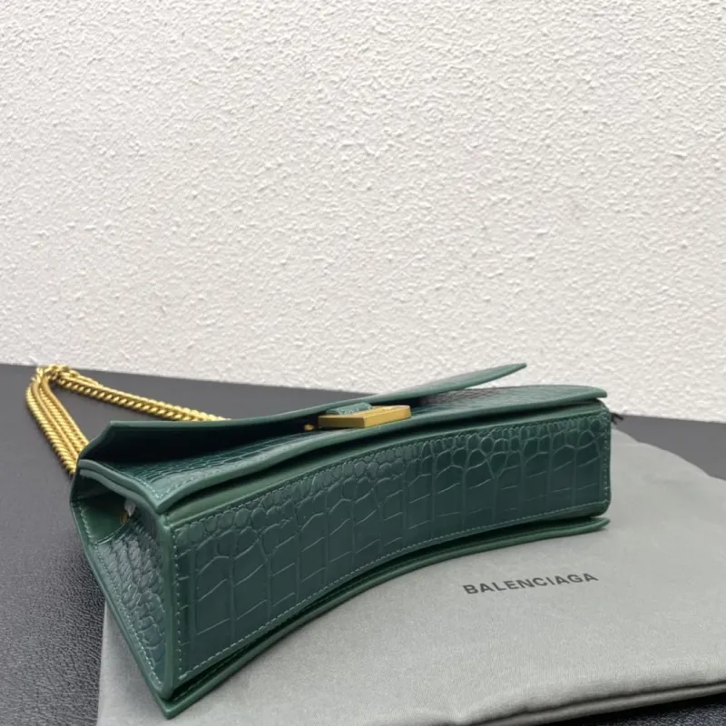 Balenciaga Small Emerald Green Croc Chain Shoulder Bag - Image 7