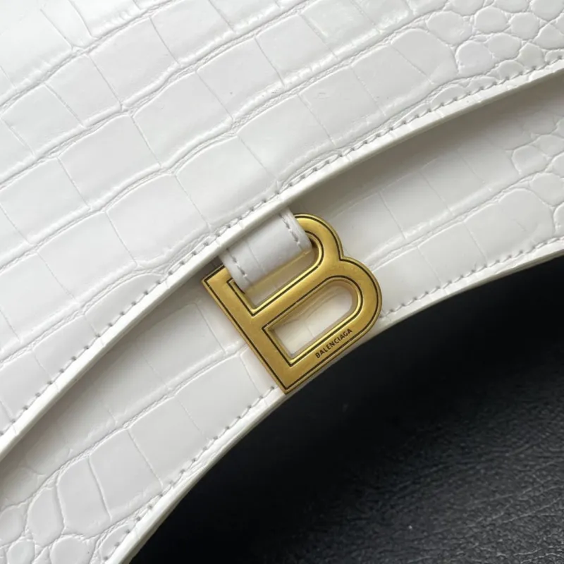 Balenciaga 8915 Small White Crocodile Chain Shoulder Bag 25cm - Image 4