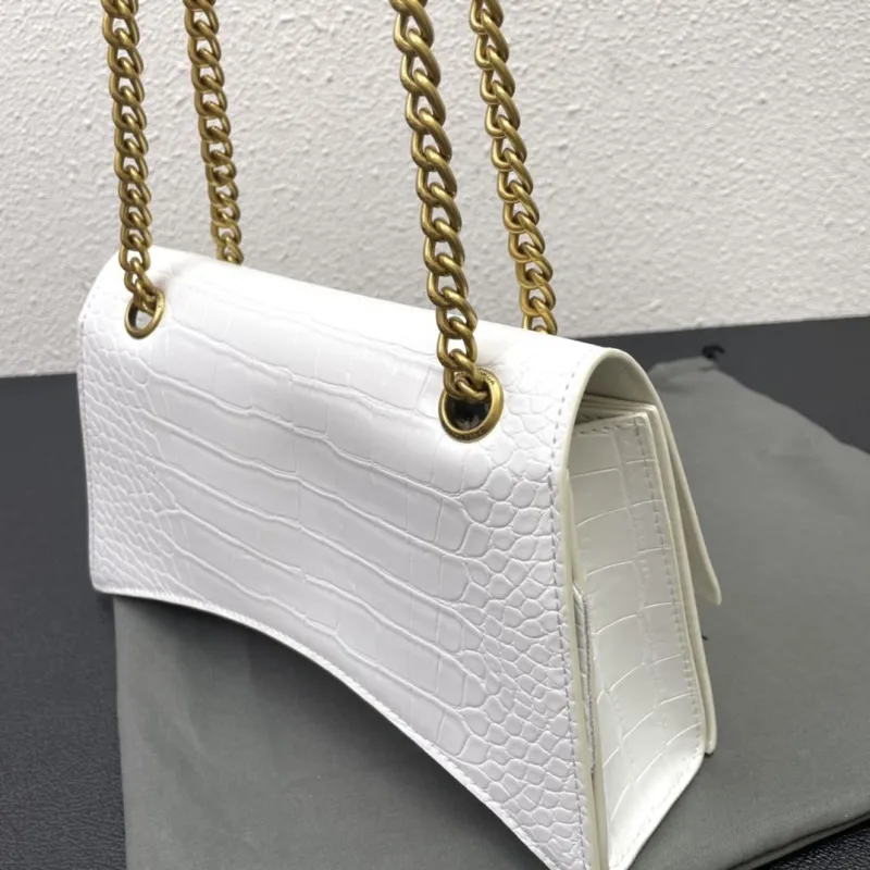 Balenciaga 8915 Small White Crocodile Chain Shoulder Bag 25cm - Image 6
