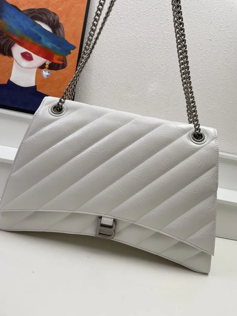 Balenciaga White Quilted Chain Shoulder Bag 8911 - Image 3