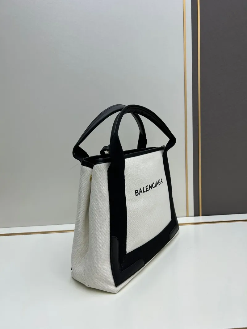 Alternative view of Balenciaga White Black Canvas Tote Bag 6034