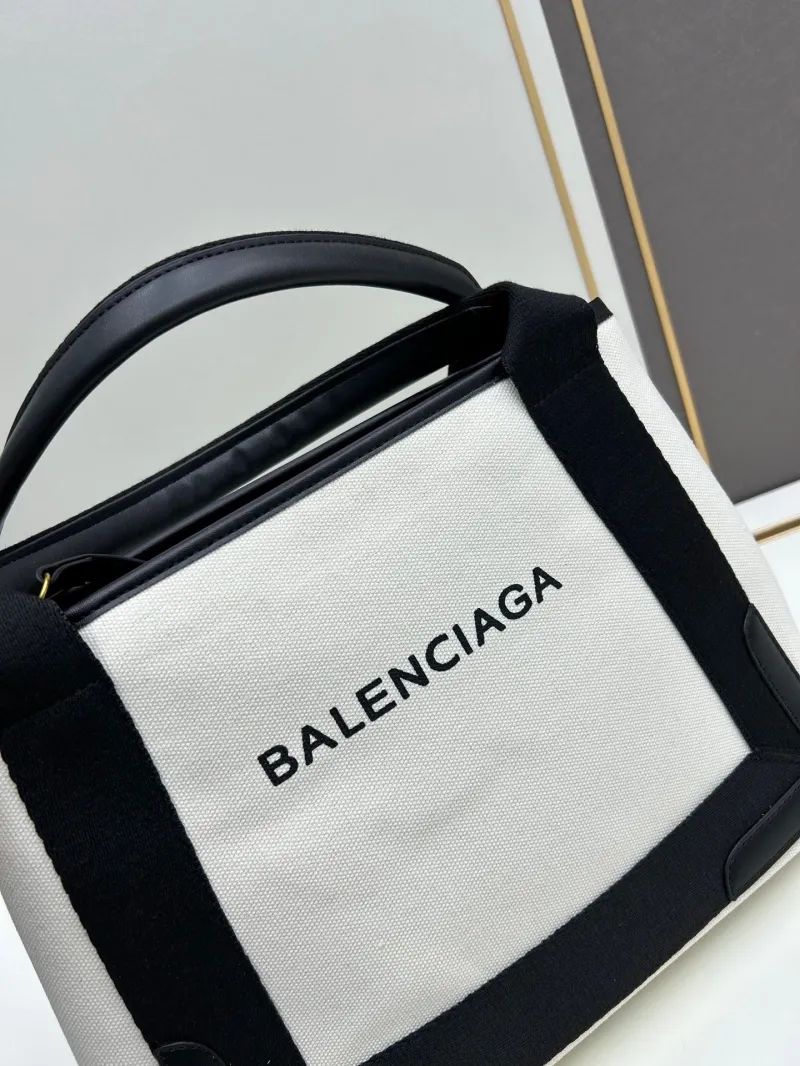 Balenciaga White Black Canvas Tote Bag 6034 - Image 4