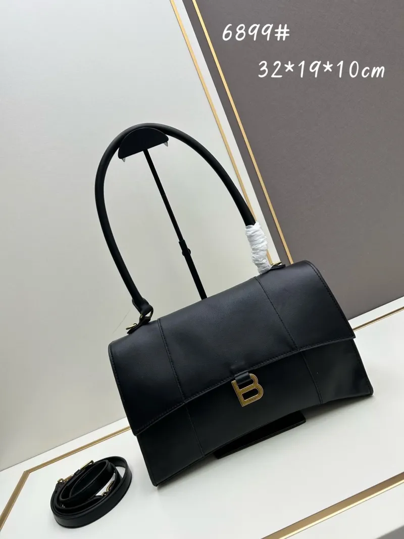 Balenciaga Black Leather Top Handle Handbag 6899