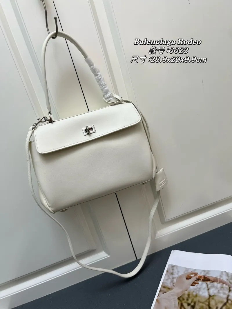 Balenciaga Rodeo White Leather Shoulder Handbag