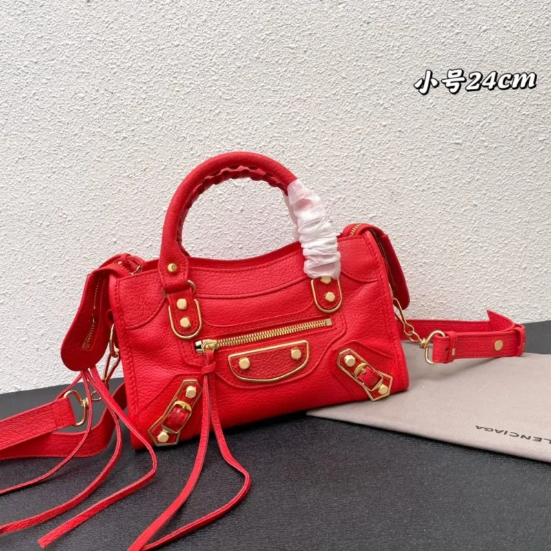 Balenciaga Small Red Top Handle Crossbody Bag