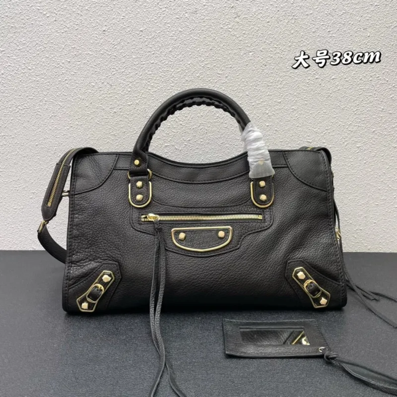 Balenciaga Large Black Top Handle Leather Bag