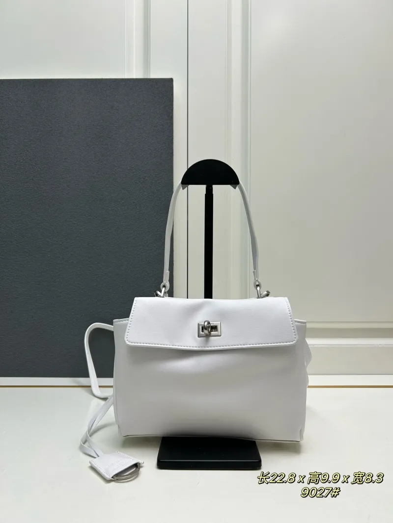 Balenciaga White Leather Top Handle Handbag 9027