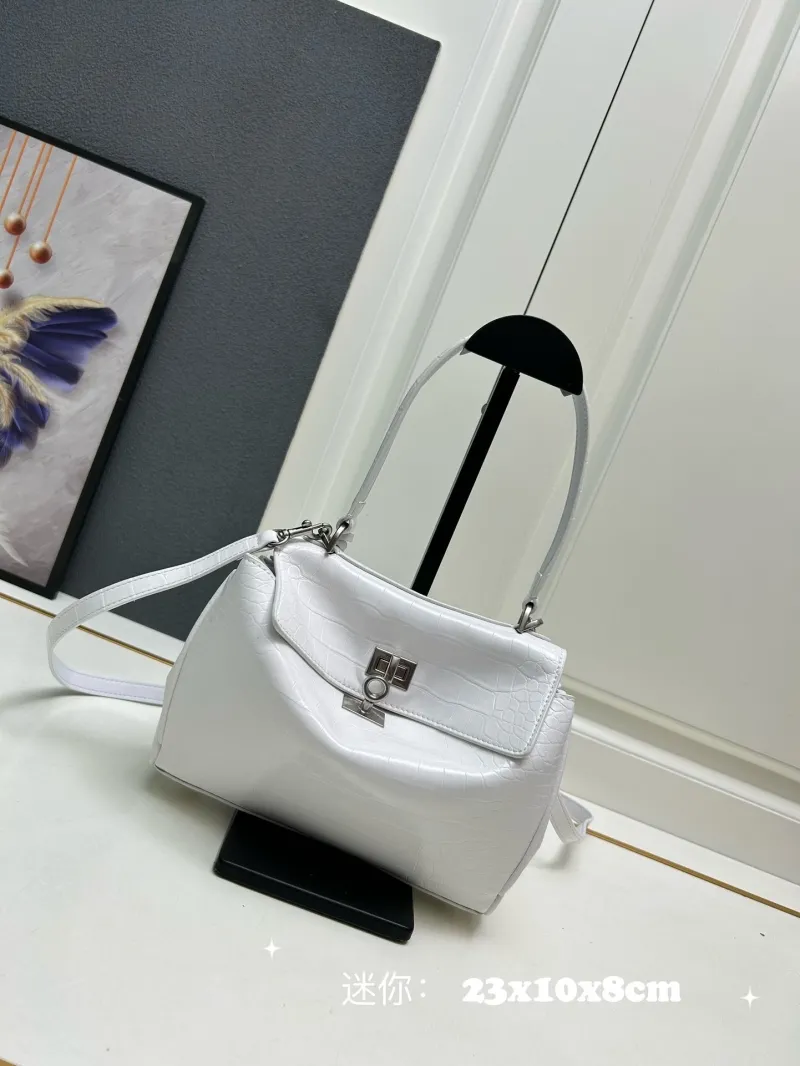 Balenciaga White Mini Top Handle Crossbody Bag