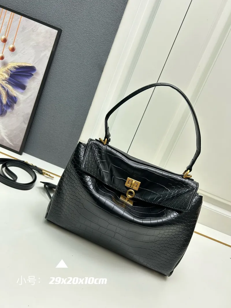 Balenciaga Small Black Crocodile Top Handle Bag 44 - Image 3