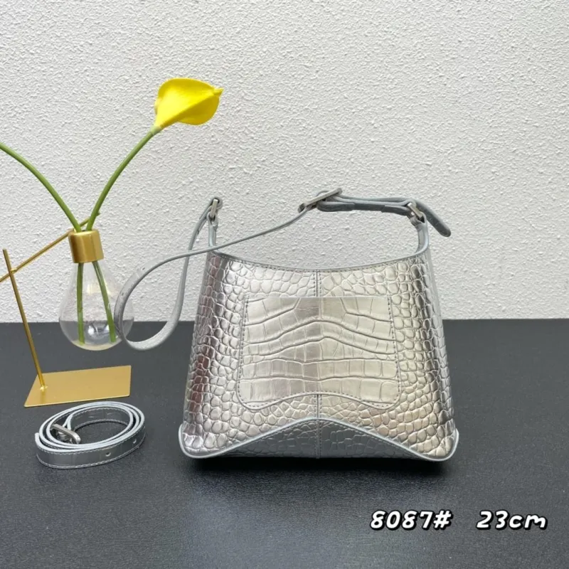 Alternative view of Balenciaga Silver Croc Embossed Top Handle Bag 8087 23cm
