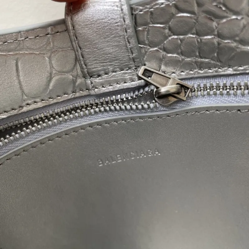 Balenciaga Silver Croc Embossed Top Handle Bag 8087 23cm - Image 8