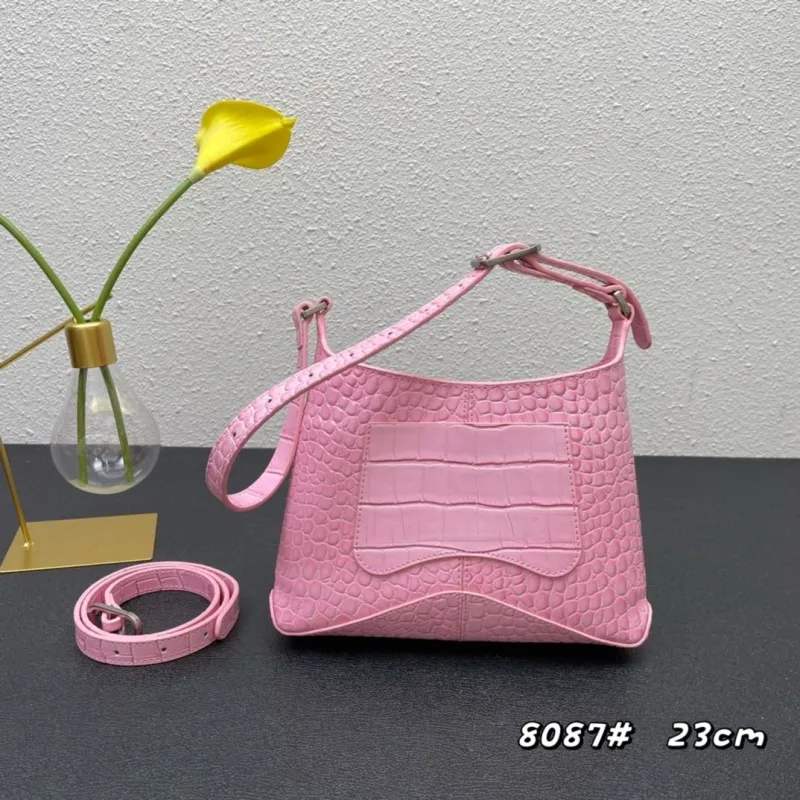 Alternative view of Balenciaga Pink Croc Embossed Top Handle Bag 23cm