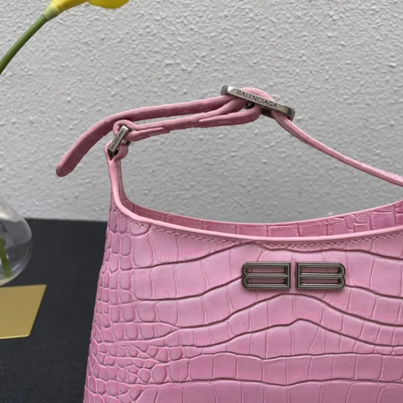 Balenciaga Pink Croc Embossed Top Handle Bag 23cm - Image 6