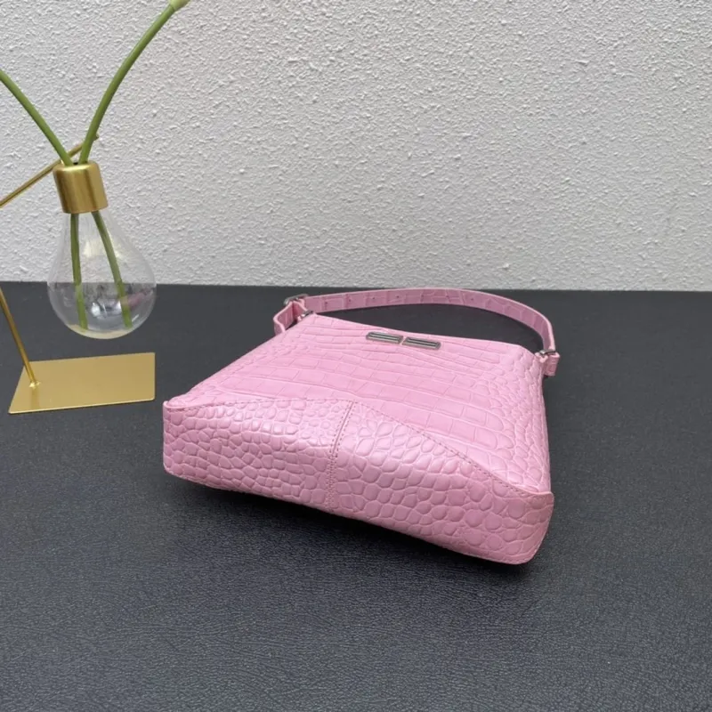Balenciaga Pink Croc Embossed Top Handle Bag 23cm - Image 7