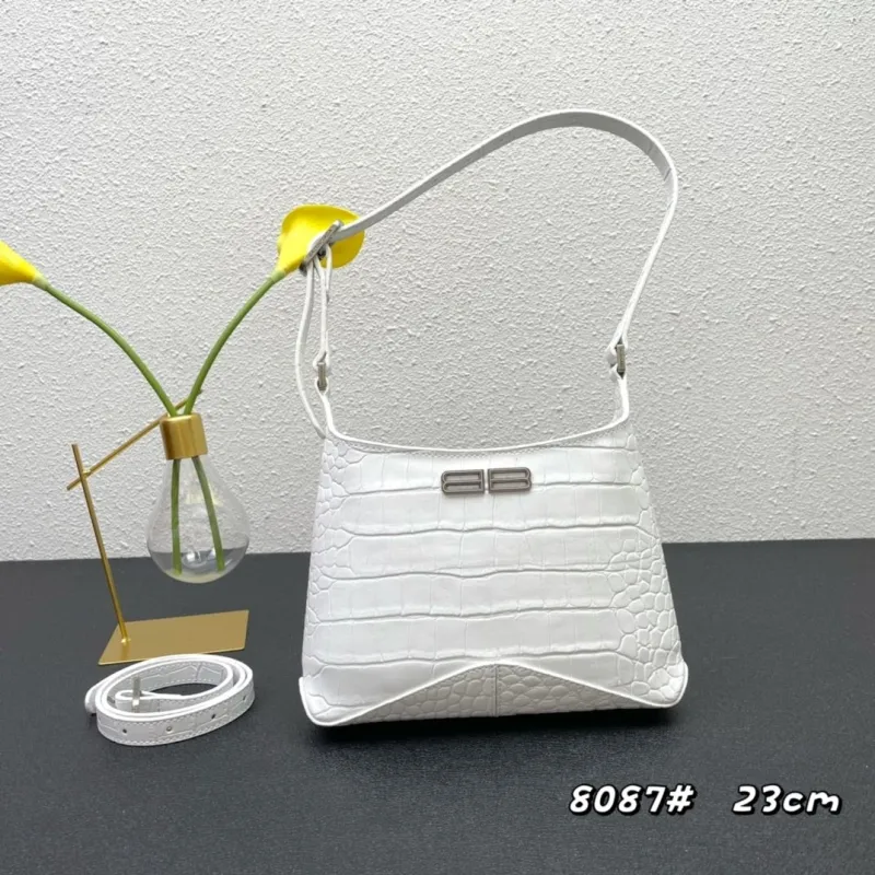 Balenciaga White Crocodile Embossed Shoulder Bag 8087 23cm - Image 3