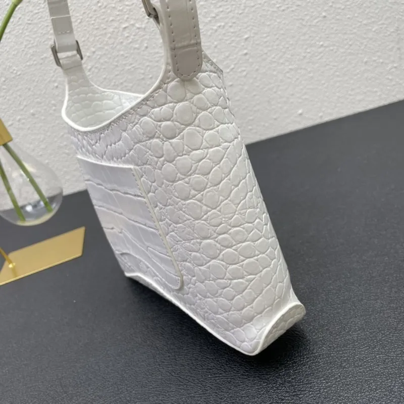 Balenciaga White Crocodile Embossed Shoulder Bag 8087 23cm - Image 4