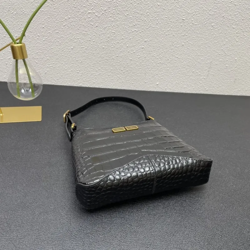 Balenciaga Black Crocodile Embossed Shoulder Bag 8087 23cm - Image 7