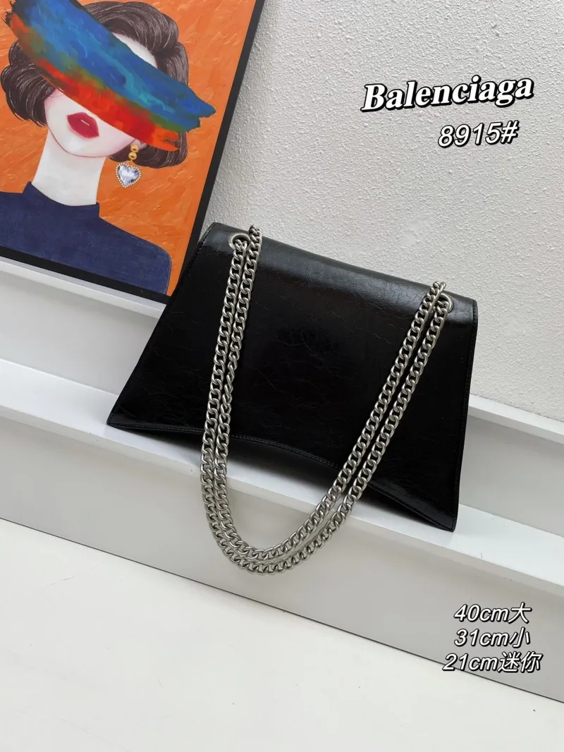 Balenciaga 8915 Black Chain Shoulder Bag - Image 3