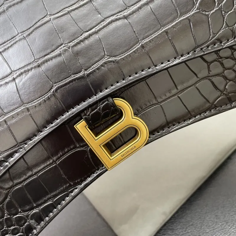 Balenciaga Black Crocodile Embossed Chain Bag 8915 Small - Image 4