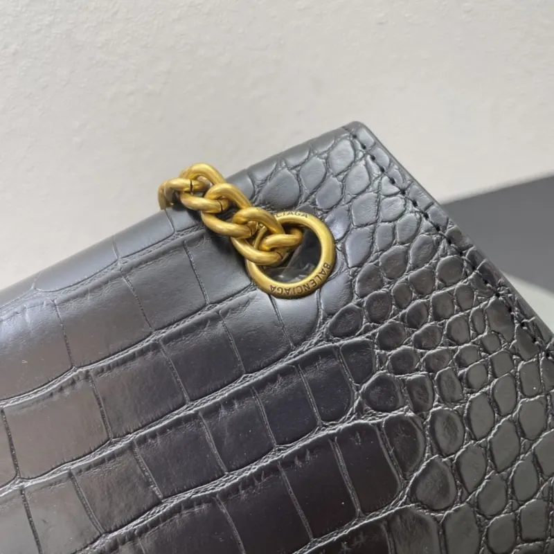 Balenciaga Black Crocodile Embossed Chain Bag 8915 Small - Image 5