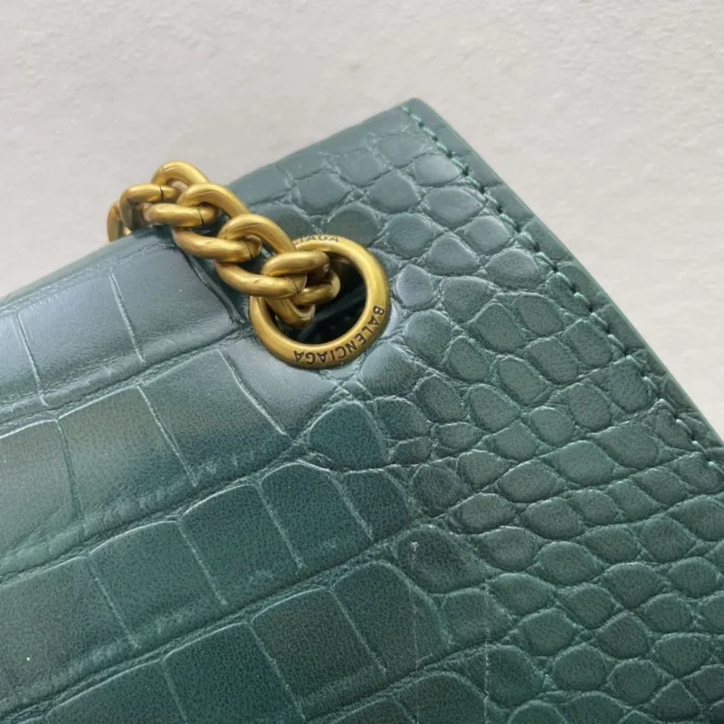 Balenciaga Small Green Croc Chain Shoulder Bag - Image 5