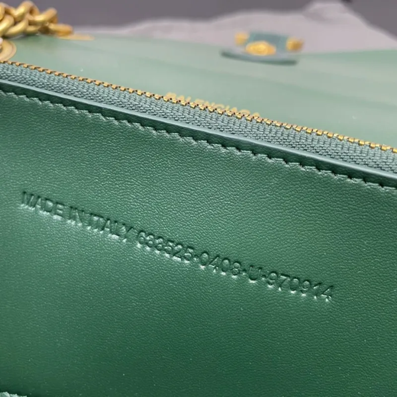 Balenciaga Small Green Croc Chain Shoulder Bag - Image 9