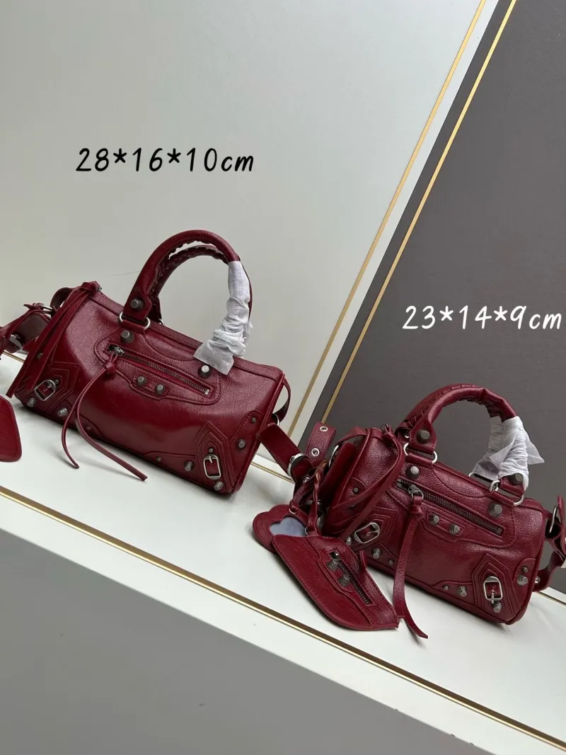 Balenciaga Burgundy Top Handle Crossbody Bag 482