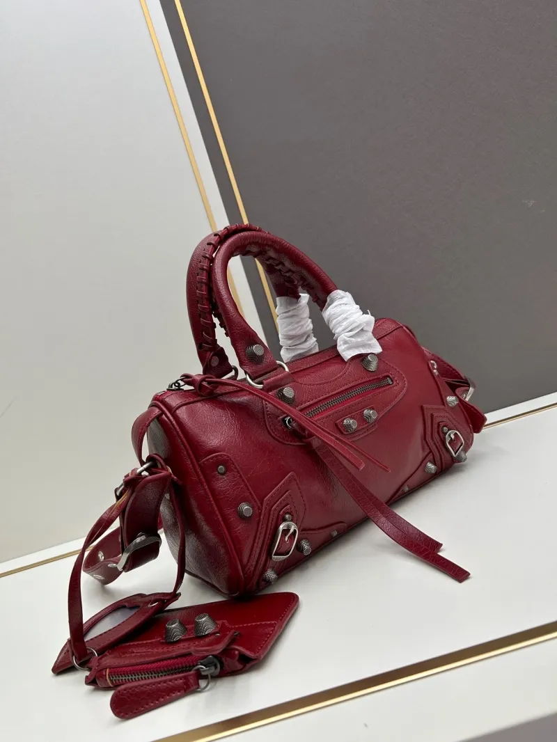 Balenciaga Burgundy Top Handle Crossbody Bag 482 - Image 3