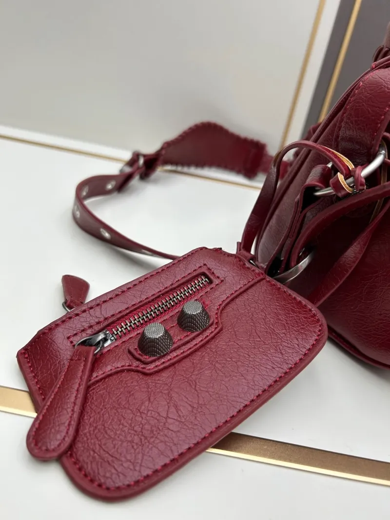 Balenciaga Burgundy Top Handle Crossbody Bag 482 - Image 7