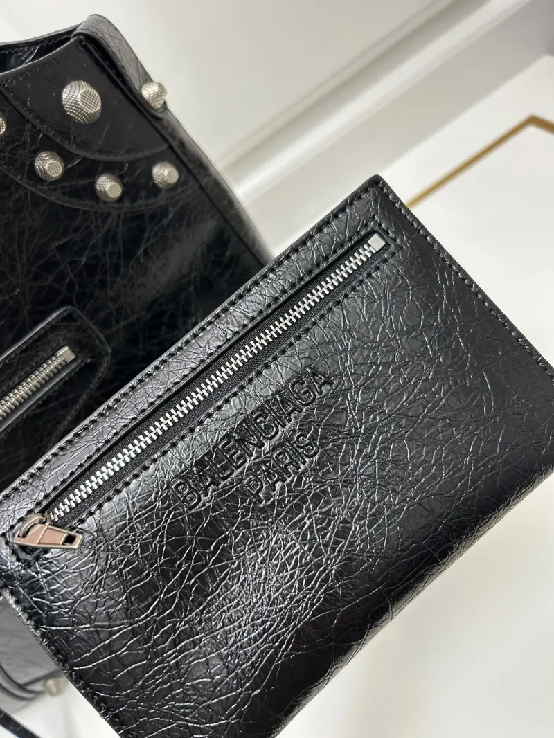 Balenciaga Black Studded Shoulder Tote Bag 9018 - Image 4