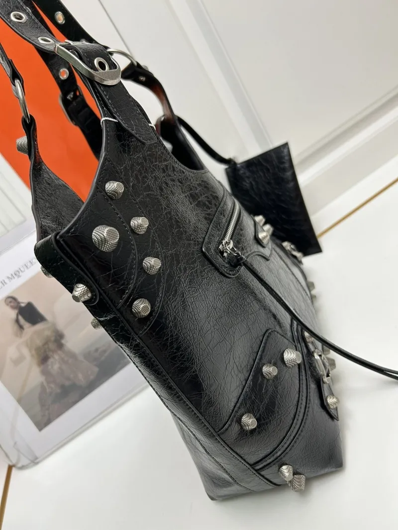 Balenciaga Black Studded Shoulder Tote Bag 9018 - Image 5